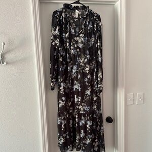 Floral Black and White Dress